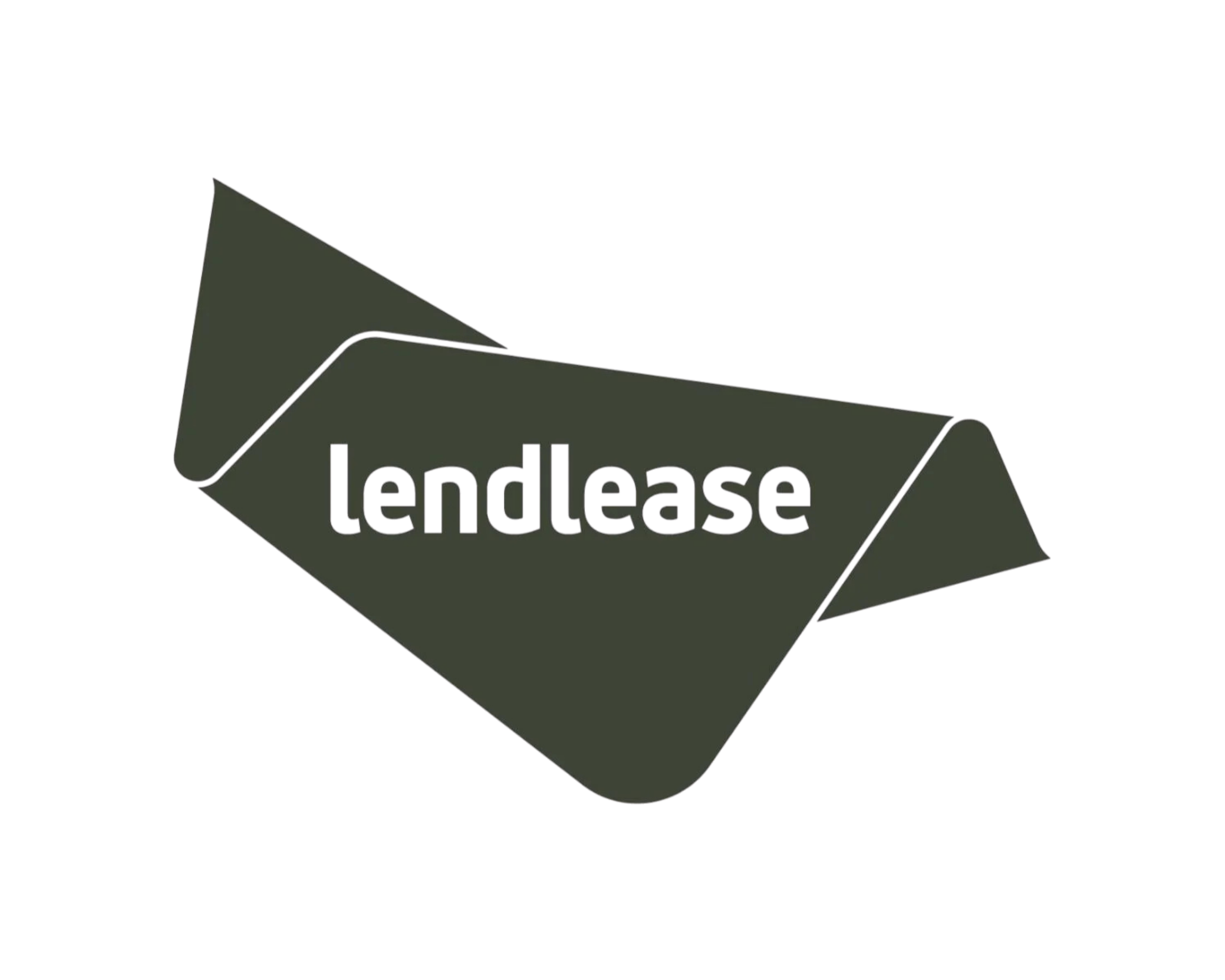 A ribbon-like graphic with the word 'tendlease' cut out in the center.