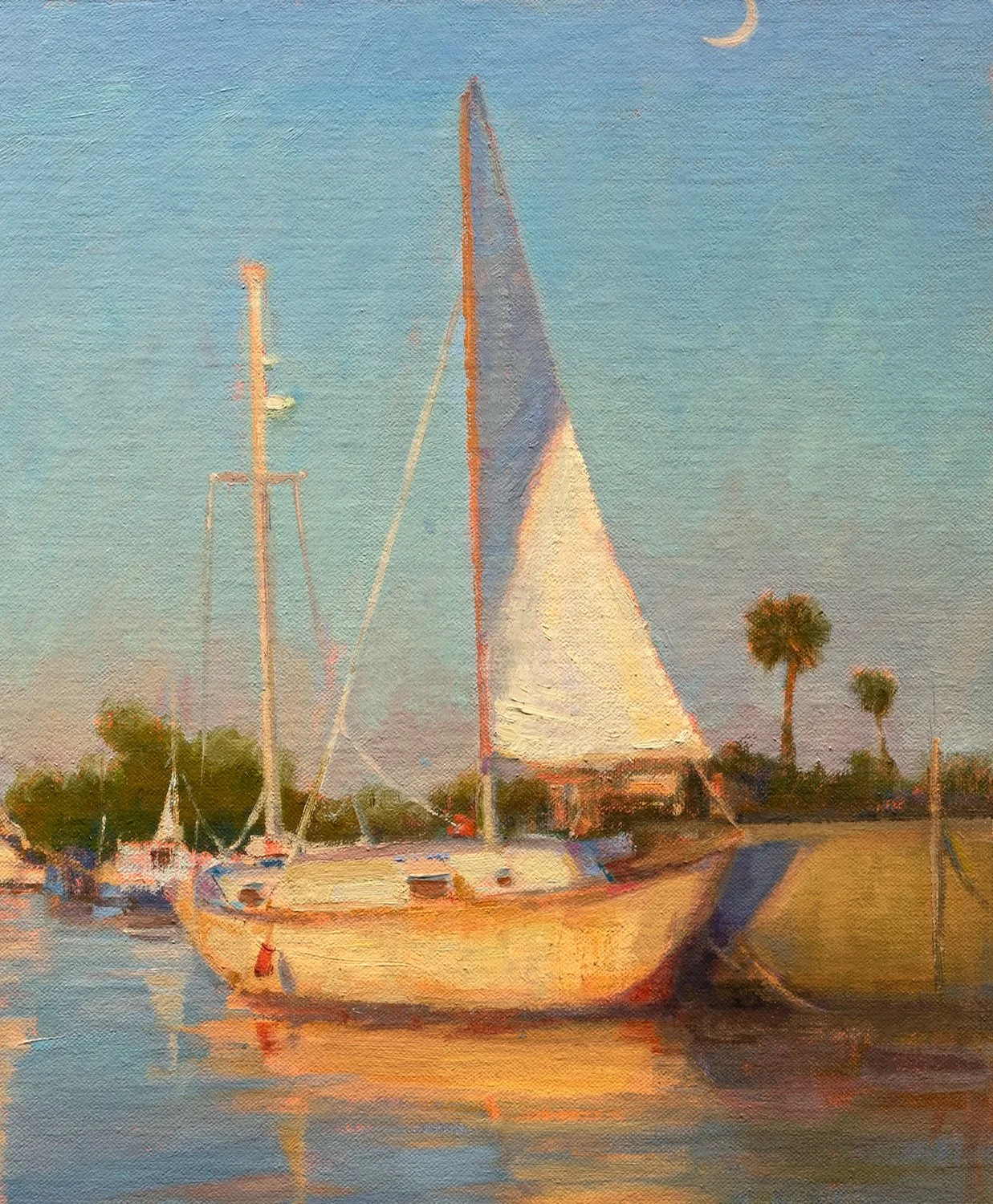 Painted Coast Collection – Impressionistic coastal landscape oil paintings of Atlantic Shore, Florida Beaches, Boats by Aruna Rao.