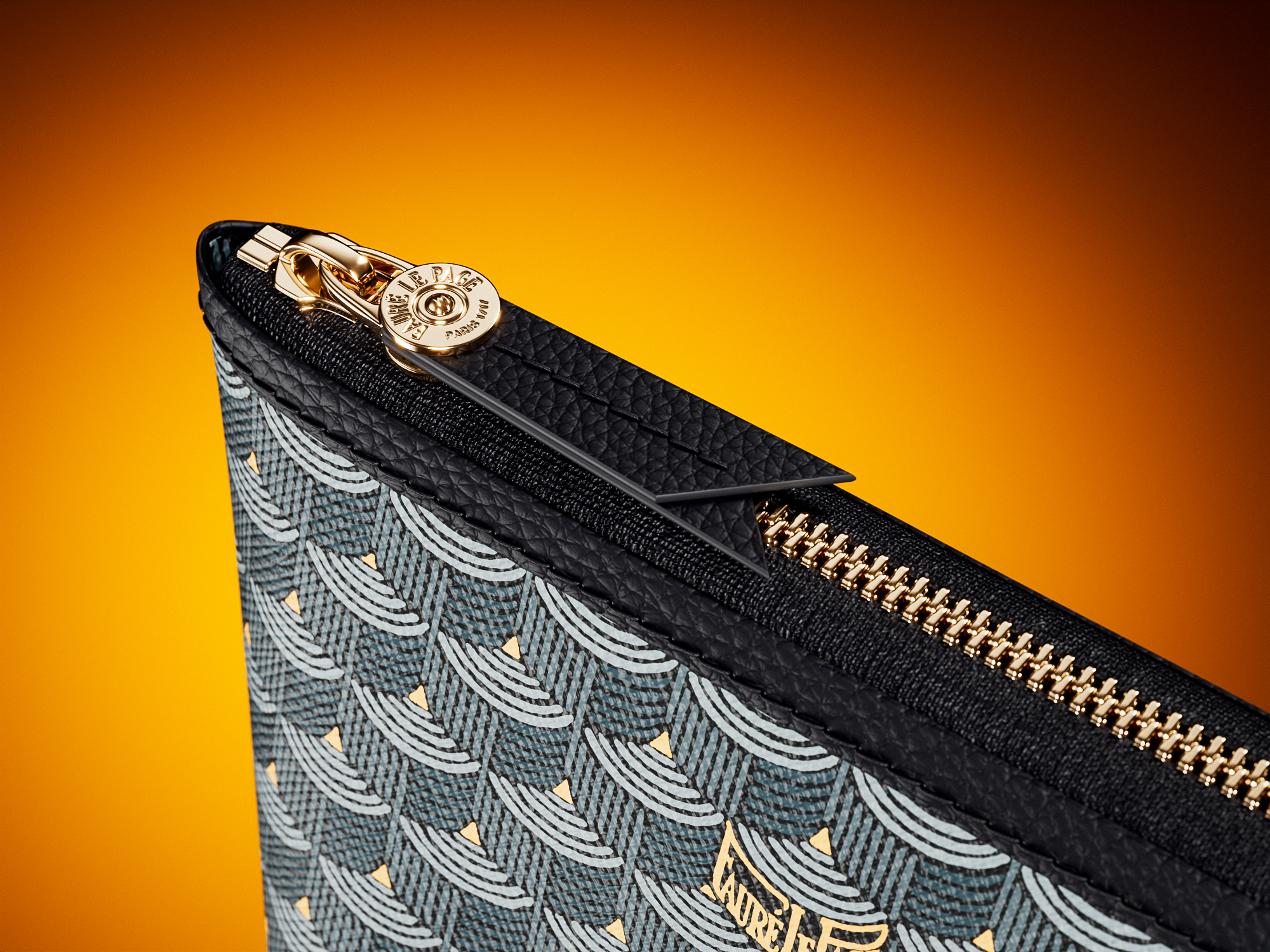Close-up CGI of the Fauré Le Page Daily Battle 35 zipper, showcasing craftsmanship and metallic texture.