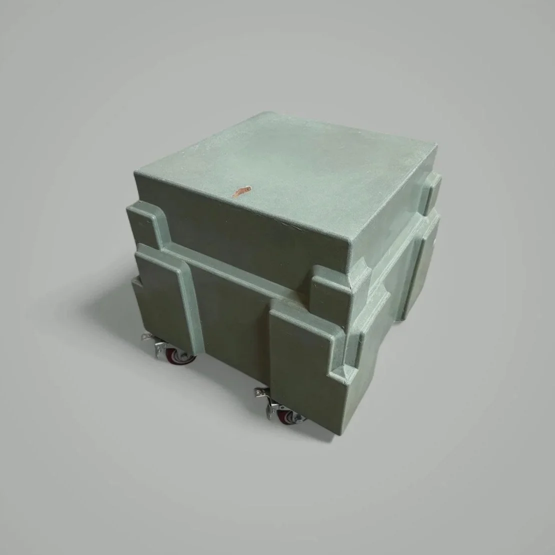 CODEX concrete side table inspired by Mayan and Aztec architecture.
