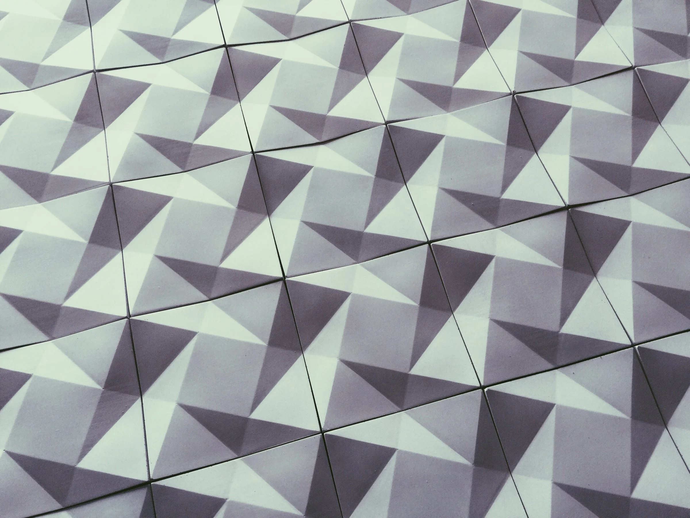 Half-inch thick geometric wall tile available in custom colors
