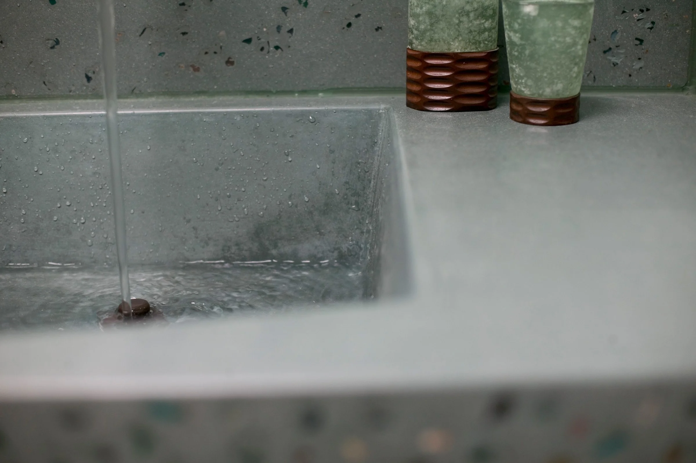 Custom terrazzo-style sink crafted for a Frank Lloyd Wright house.