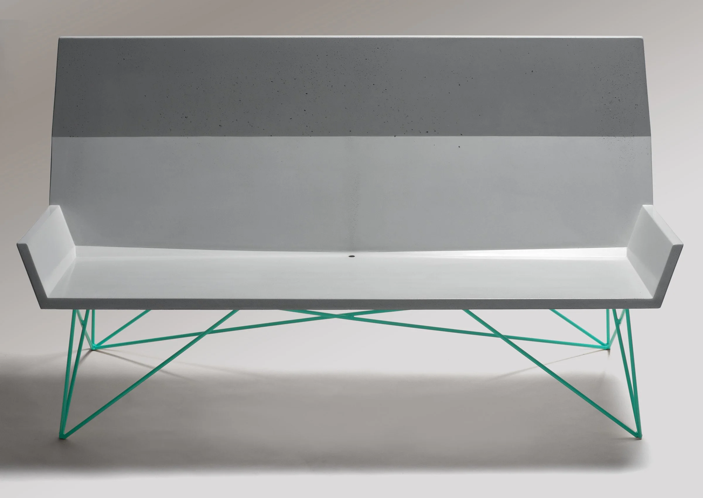 Inclinaire Bench showing mid-century modern inspired design language