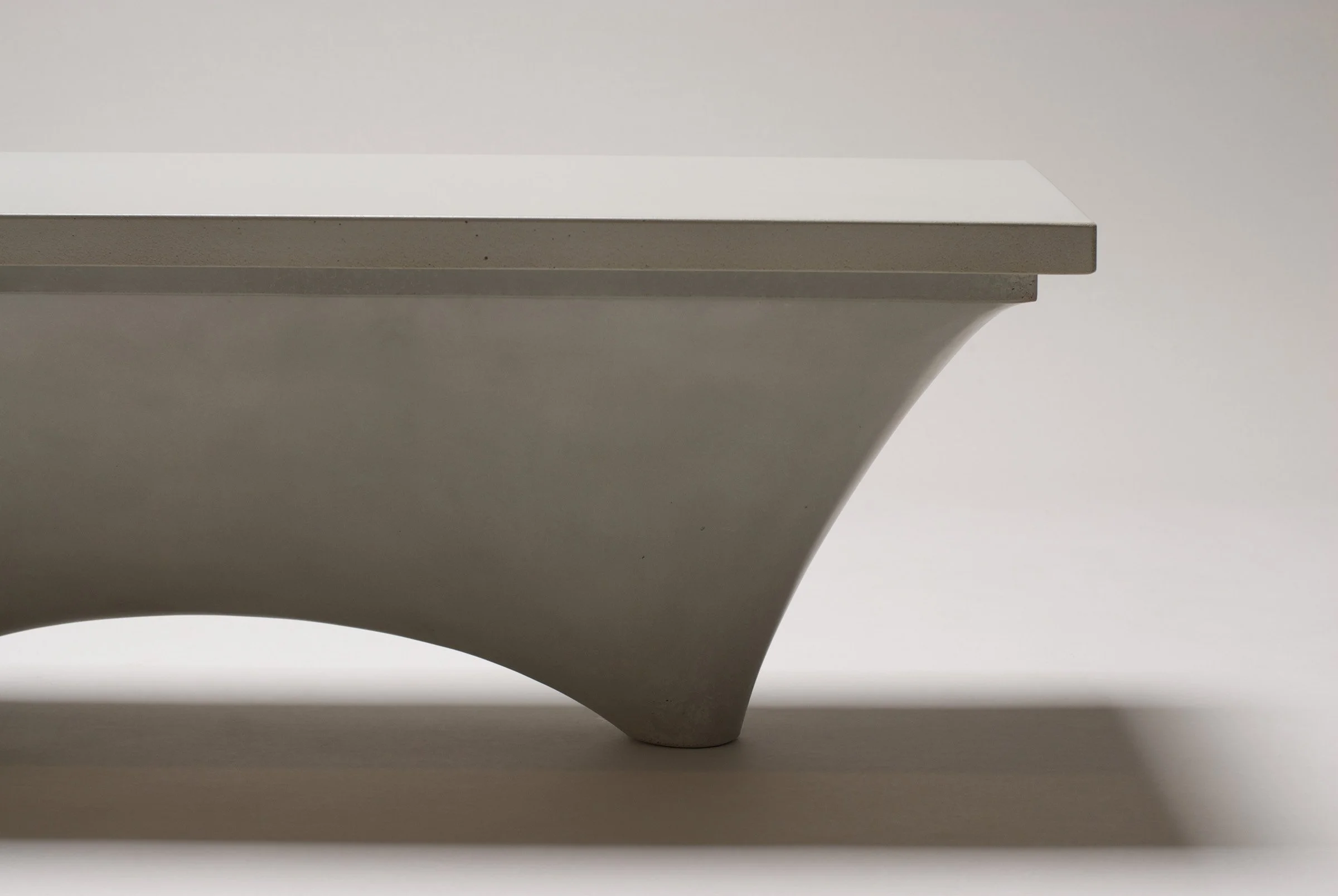 One-inch-thick GFRC concrete bench with hollow core construction