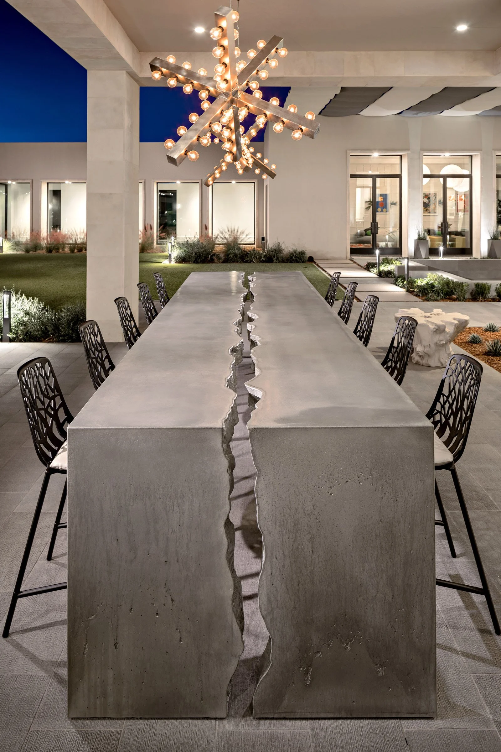 Iconic custom concrete dining table built for Paradise Valley residence