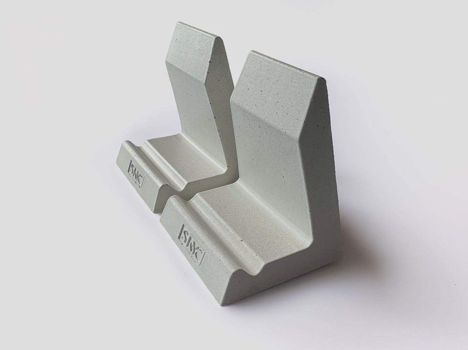 Concrete corporate gift phone stand handcrafted in Wichita, Kansas