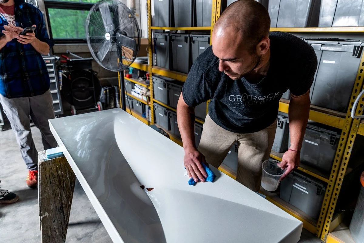 Sealing a concrete sink with ICT Reactive Sealer