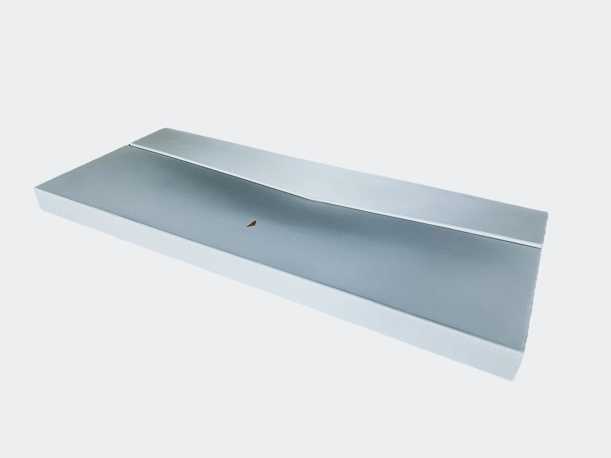 Custom luxury concrete double vanity sink with dramatic slot drain design and stone inlay. Handcrafted in the USA using crystalline silica-free GFRC and food-safe sealer.