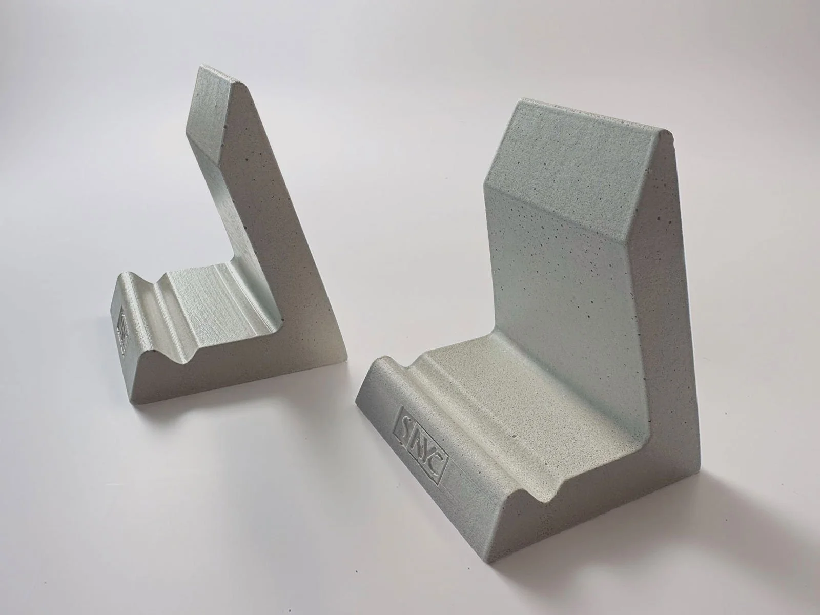 Concrete corporate gift phone stand handcrafted in Wichita, Kansas