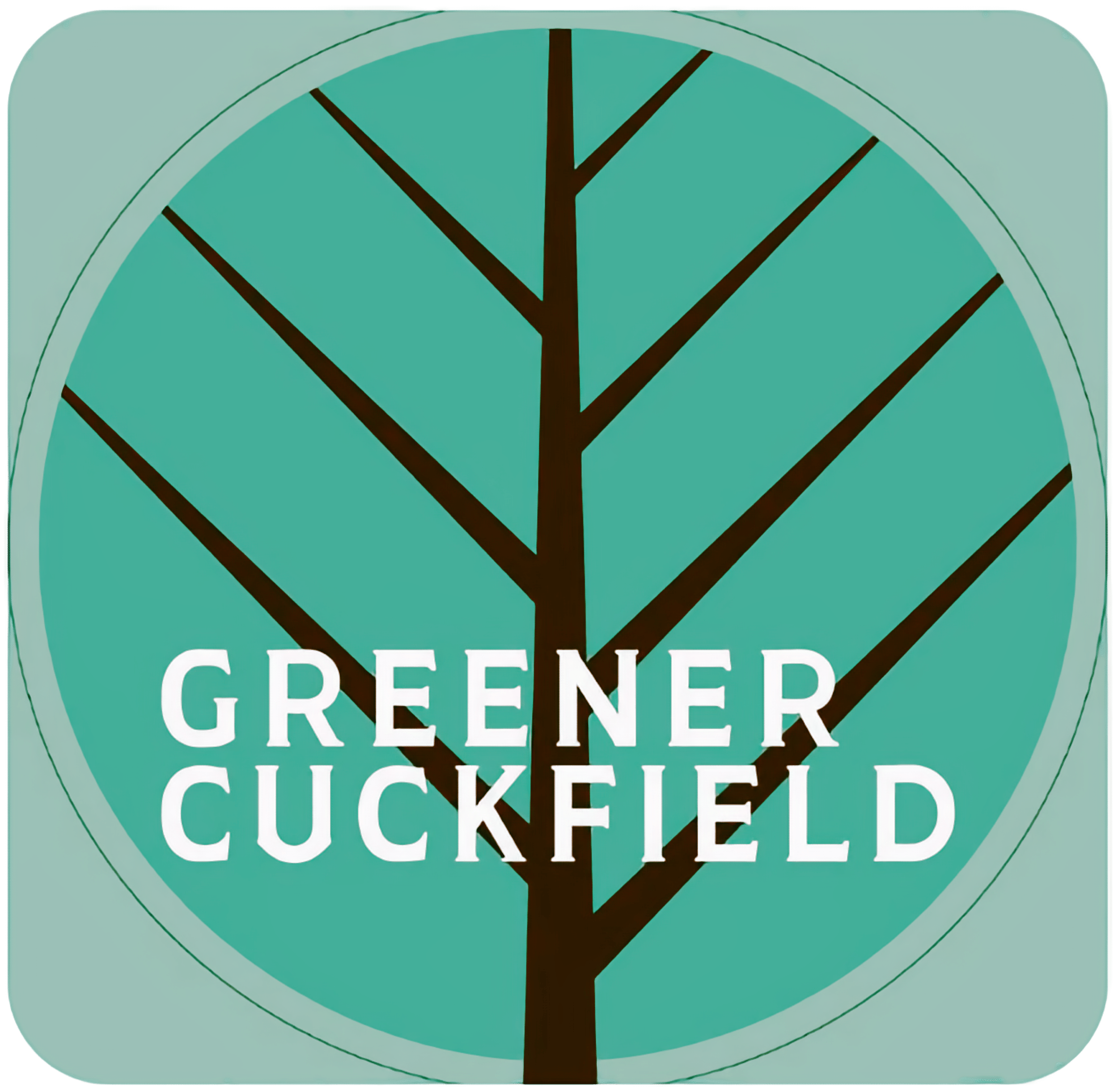 Logo of Greener Cuckfield featuring a stylized tree with a teal background and the text 'GREENER CUCKFIELD' in white.