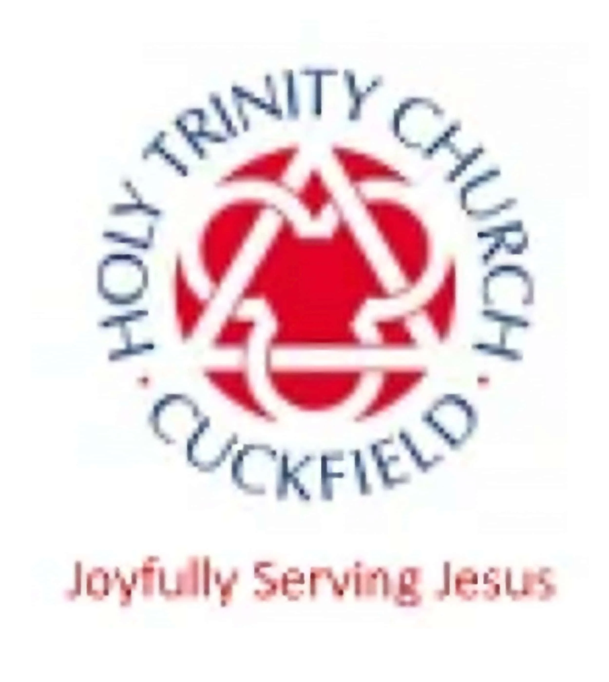 Logo of Holy Trinity Church, Quockfied, with text 'Joyfully Serving Jesus'.