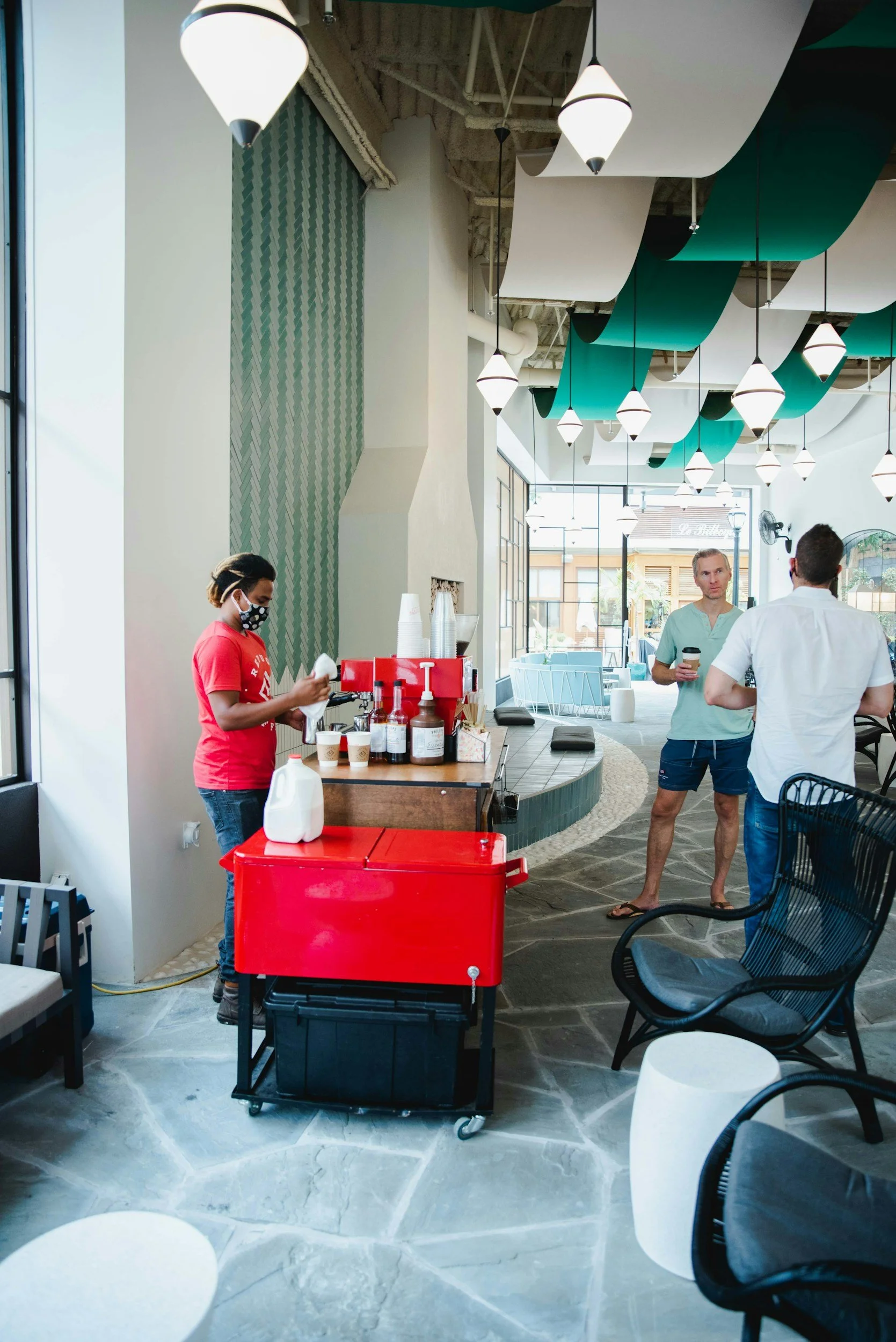 Ahamo Coffee Co. serving an event in Omaha, NE with a mobile coffee cart and offering coffee catering services.