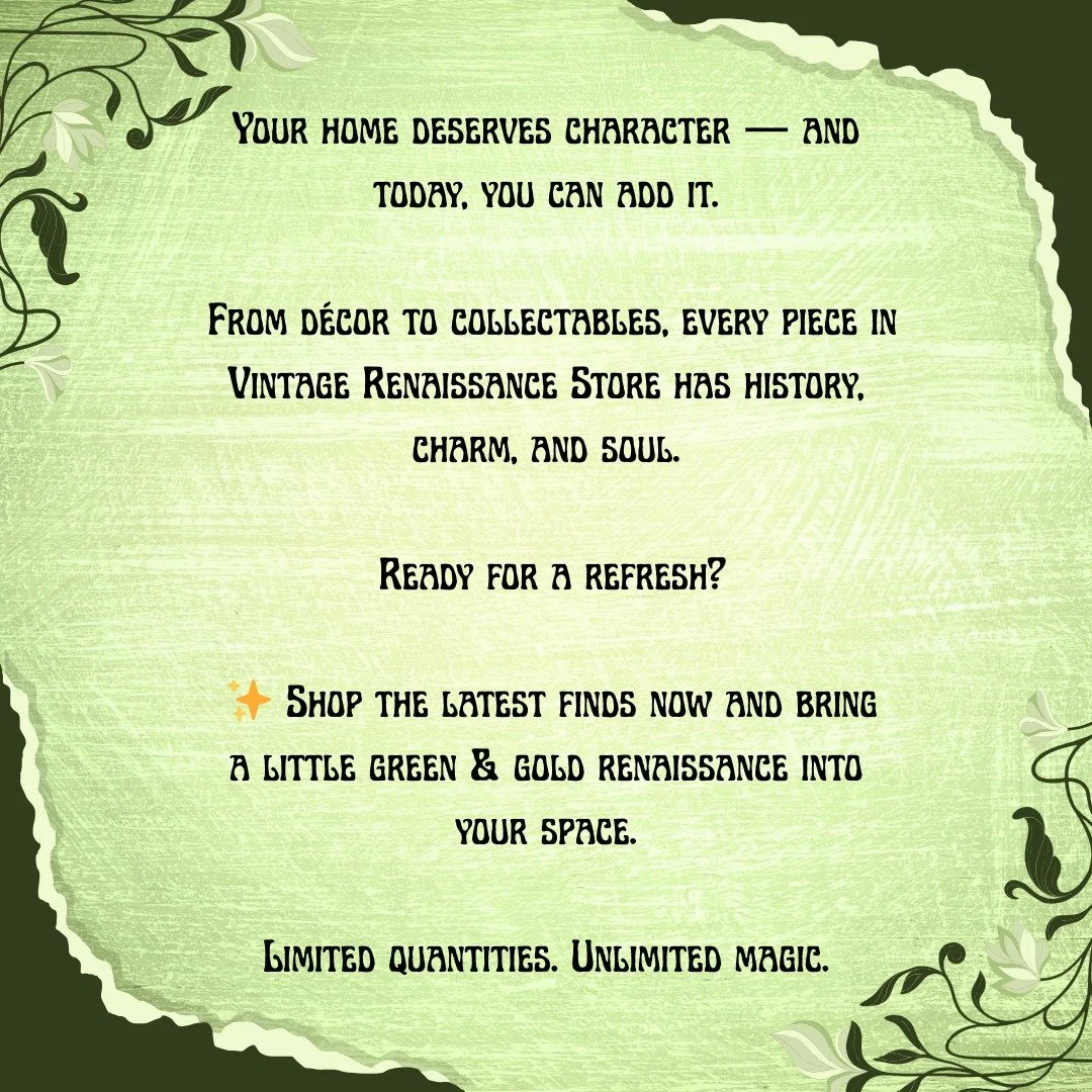 Give Your Space the Glow It Deserves

#Antiques #AntiqueDecor #VintageVibes #VintageStyle

vintagerenaissancestore.com