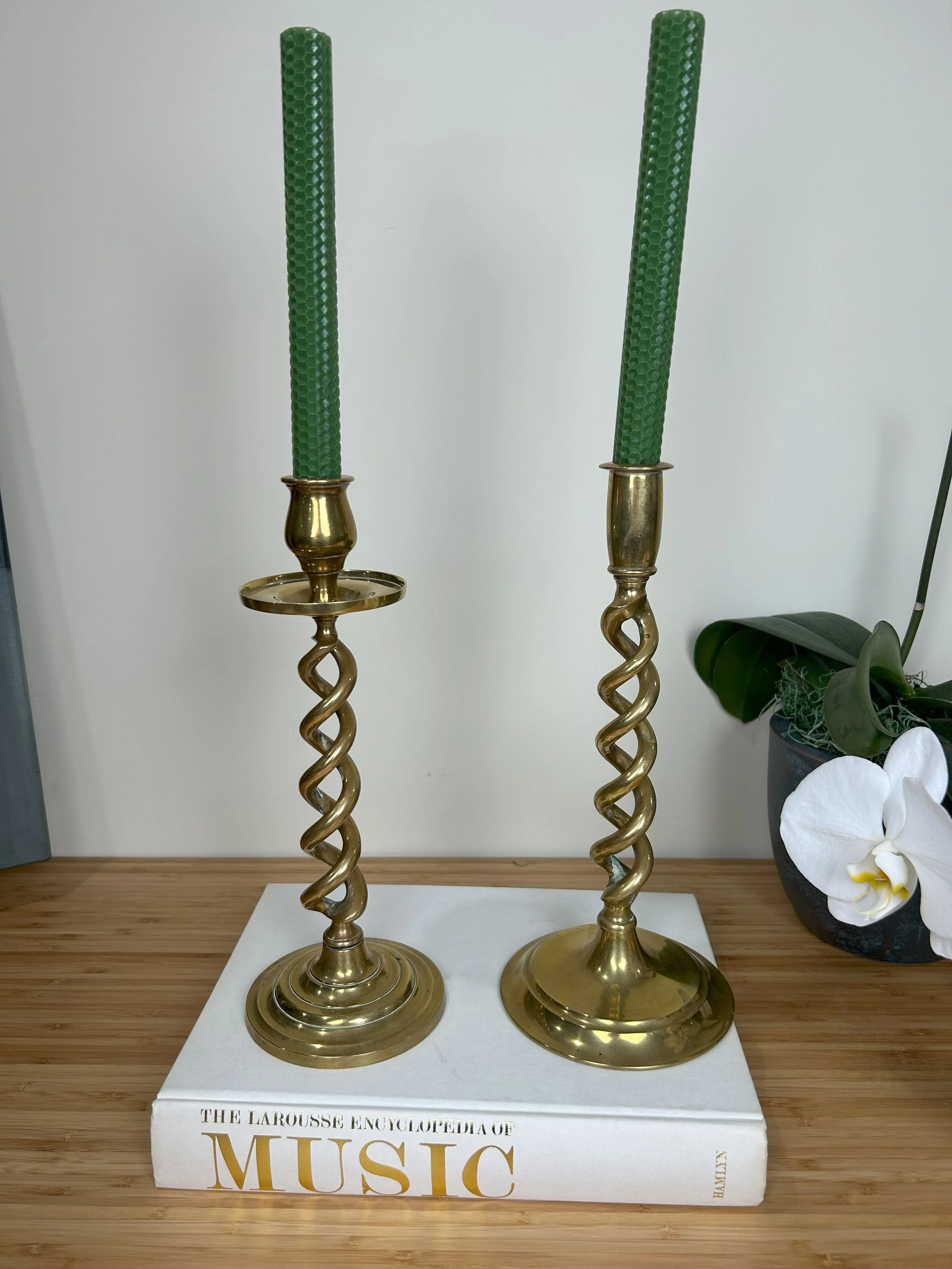 Twisted Brass Candlesticks - Mix Matched