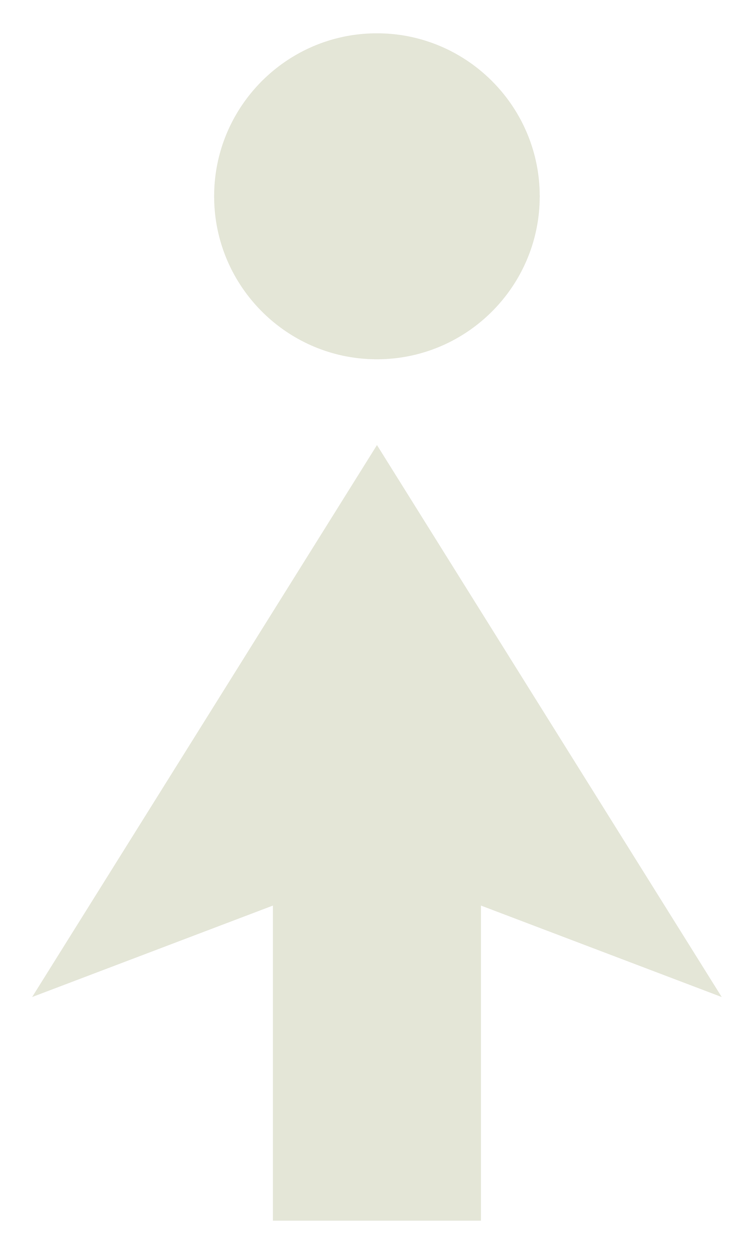 A green circle above a green upward arrow on a black background.