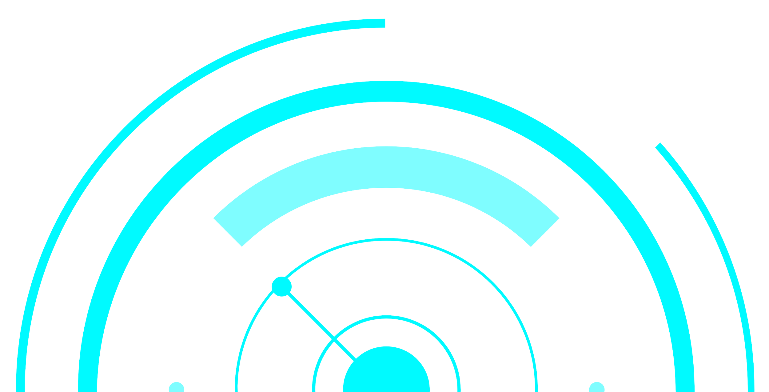 Radar screen with concentric circles in blue, showing blips and lines indicating objects or signals.