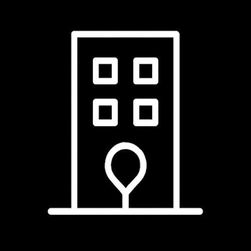 Icon of a building with four windows and a door.