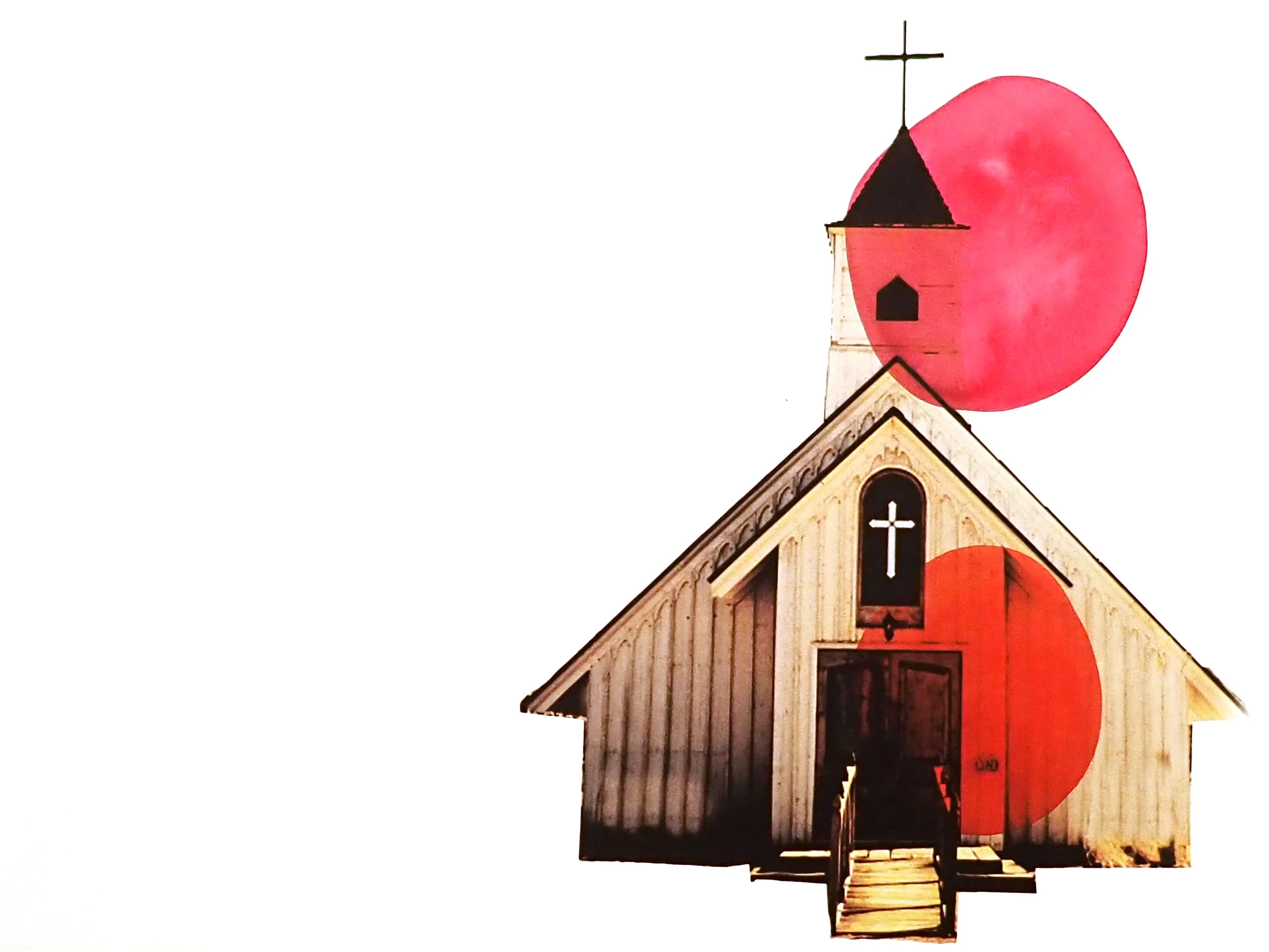church with 2 crosses