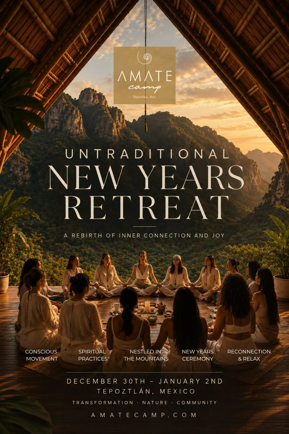 New Years Retreat 2027 | Amate Camp Tepoztlán