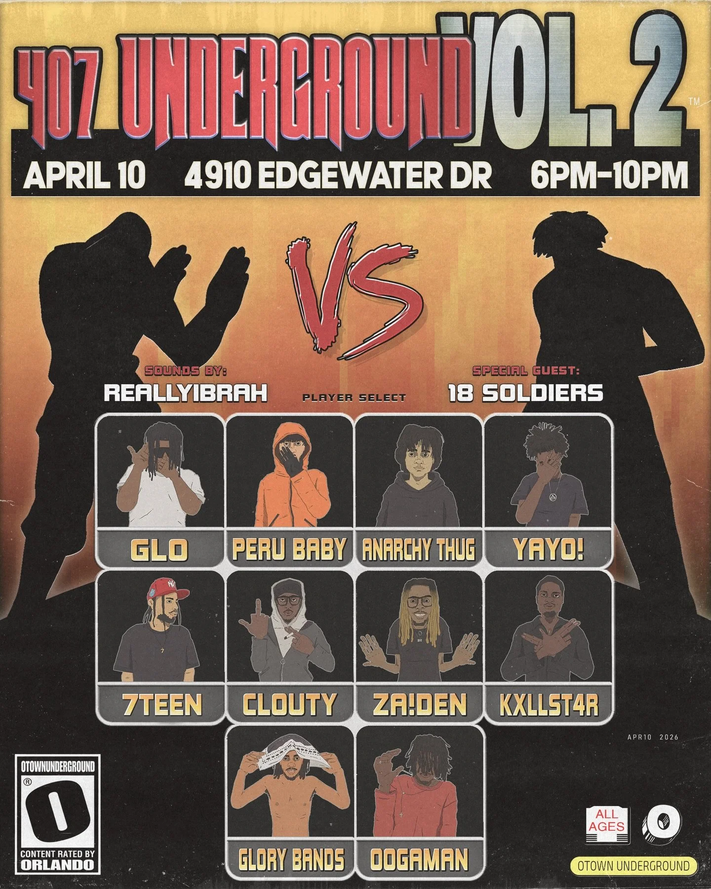 ORLANDO WE ARE BACK FOR OUR SECOND ANNUAL SHOW OF THE YEAR: 407 UNDERGROUND! 🙂&zwj;↕️🔥 

DON'T MISS ANOTHER NIGHT OF HISTORY FOR THE CITY , WITH LOCAL ARTIST , BRANDS + SPECIAL GUEST! 

HOSTED BY : @sirkatttt 

COME CHECK OUT WHAT THE CITY HAS TO O