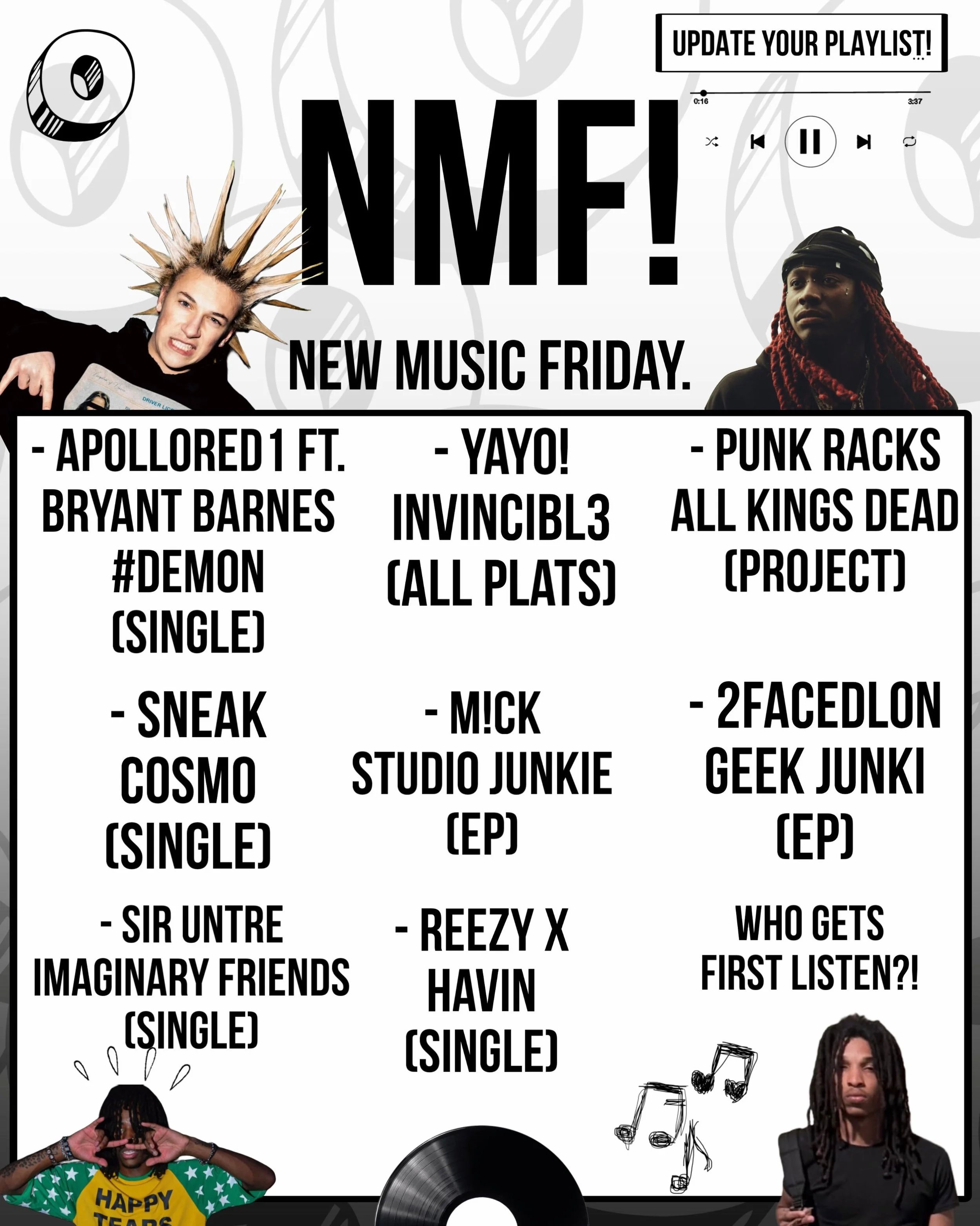 CHECK OUT THIS WEEKS PICKS👀 WHO IS DROPPING NEXT ?!? 🫪 WHO DO WE NEEF TO DROP NEXT?!😏
FOLLOW FOR MORE CONTENT🎱🔥⬇️
#otownunderground #nmf #newmusic