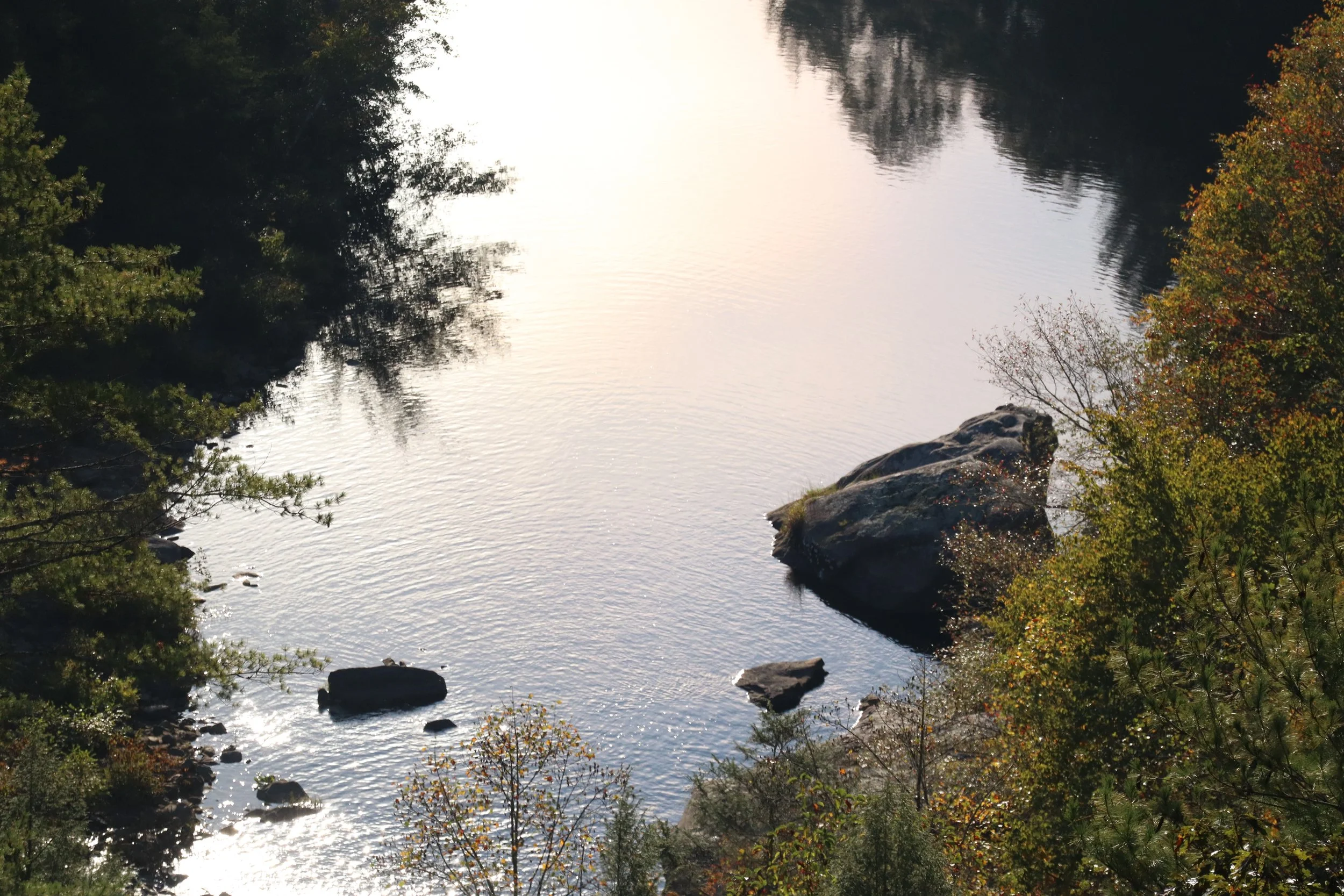 Autumn River with Rocks and Fall Foliage Trees Aerial View Nature Landscape.jpg