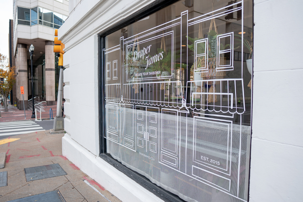 Nashville store outlined on the cafe window: passerby's POV