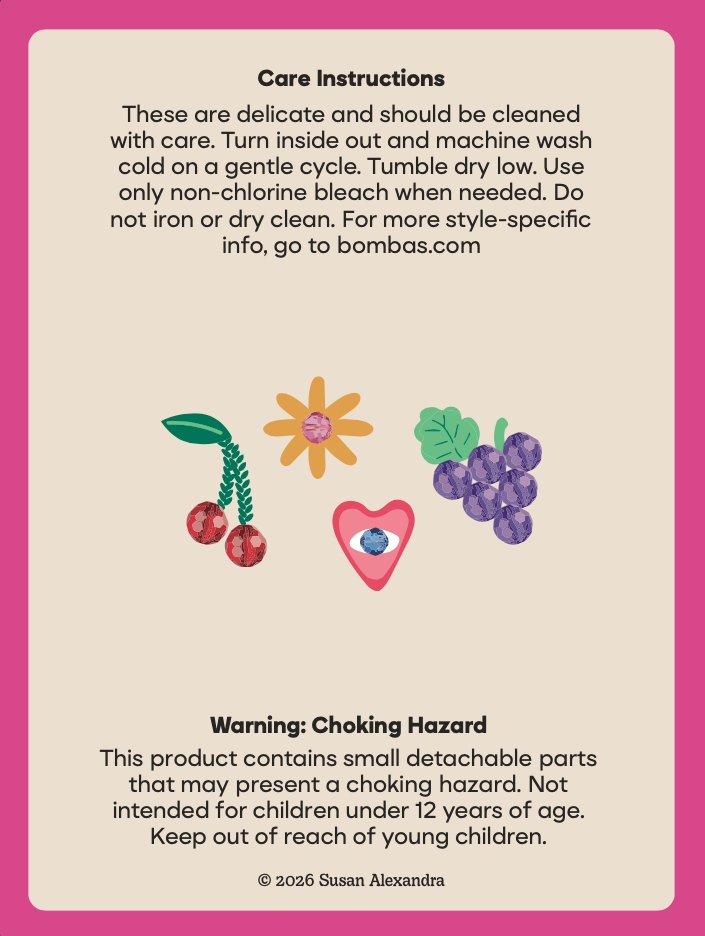Insert Card: Back. Included in every order with a Susan Alexandra product.