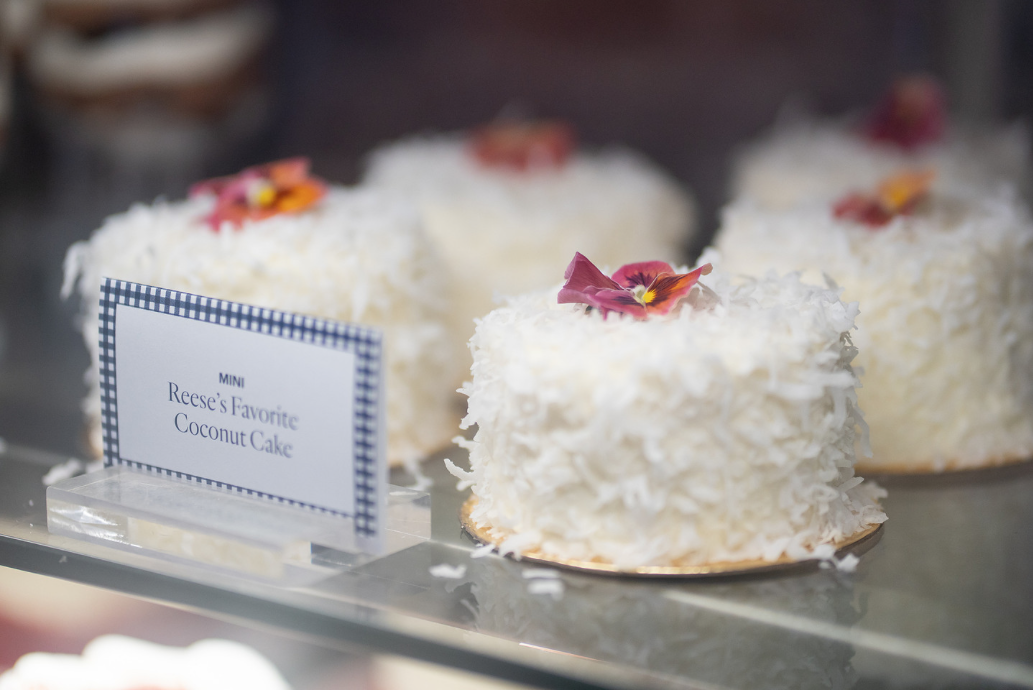 Tent cards placed in the pastry case, and on trays of passed hors d'oeuvres