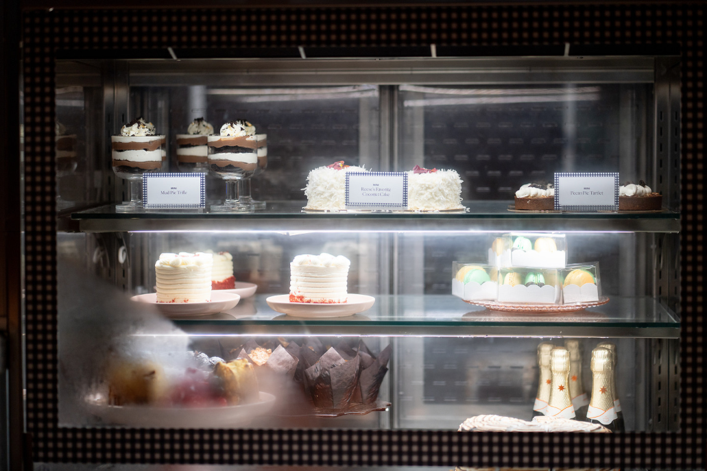 Pastry Case with custom window clings and tent cards