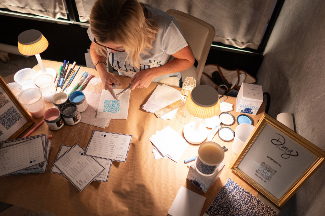 We had a local artist on site making custom art for our customers