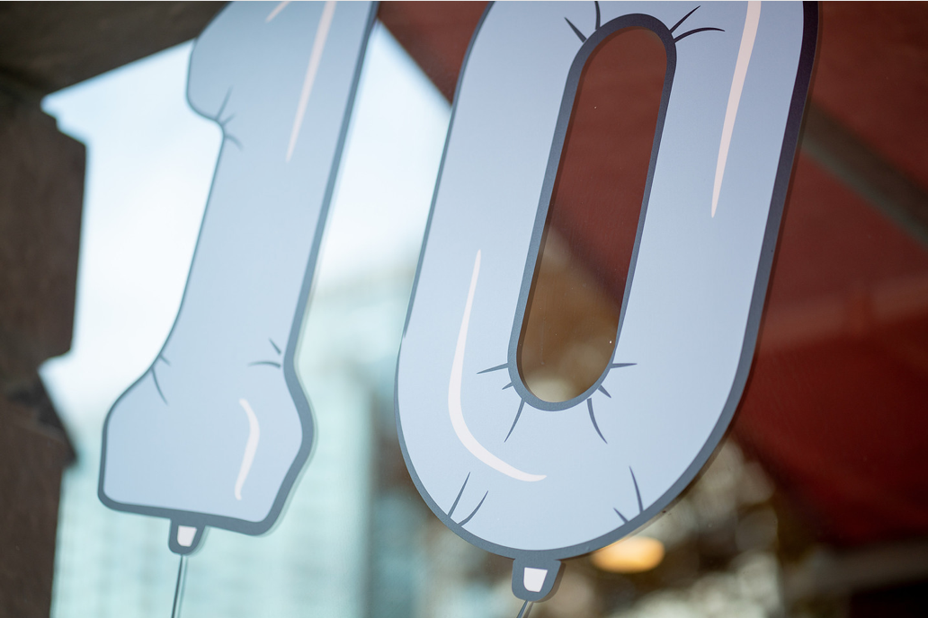 Detail shot of the balloon portion of the window vinyl
