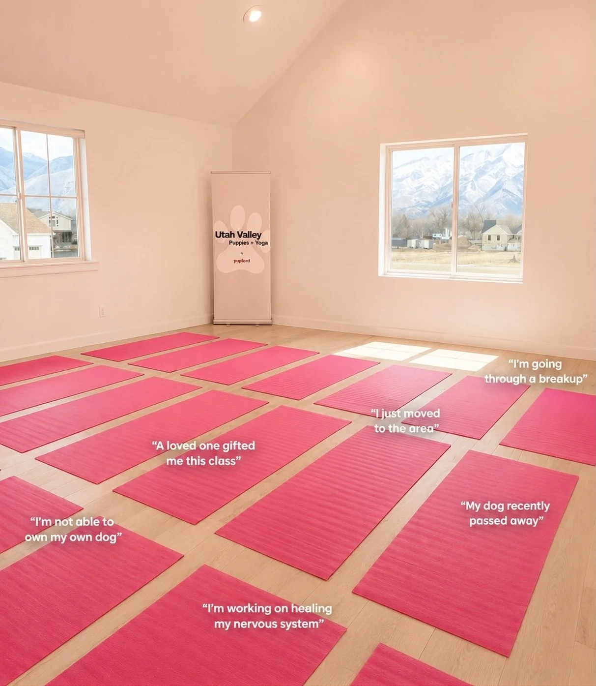 Your mat is waiting for you, whenever you&rsquo;re ready 🤍 
Whatever brings you to puppy yoga, we&rsquo;re proud to be part of your journey! 🐶