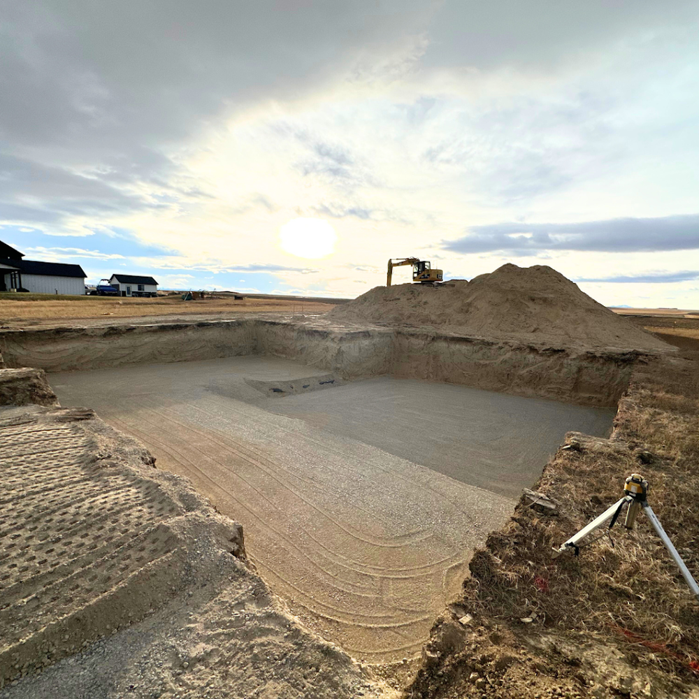 Large excavation project panorama in the Gallatin Valley MT