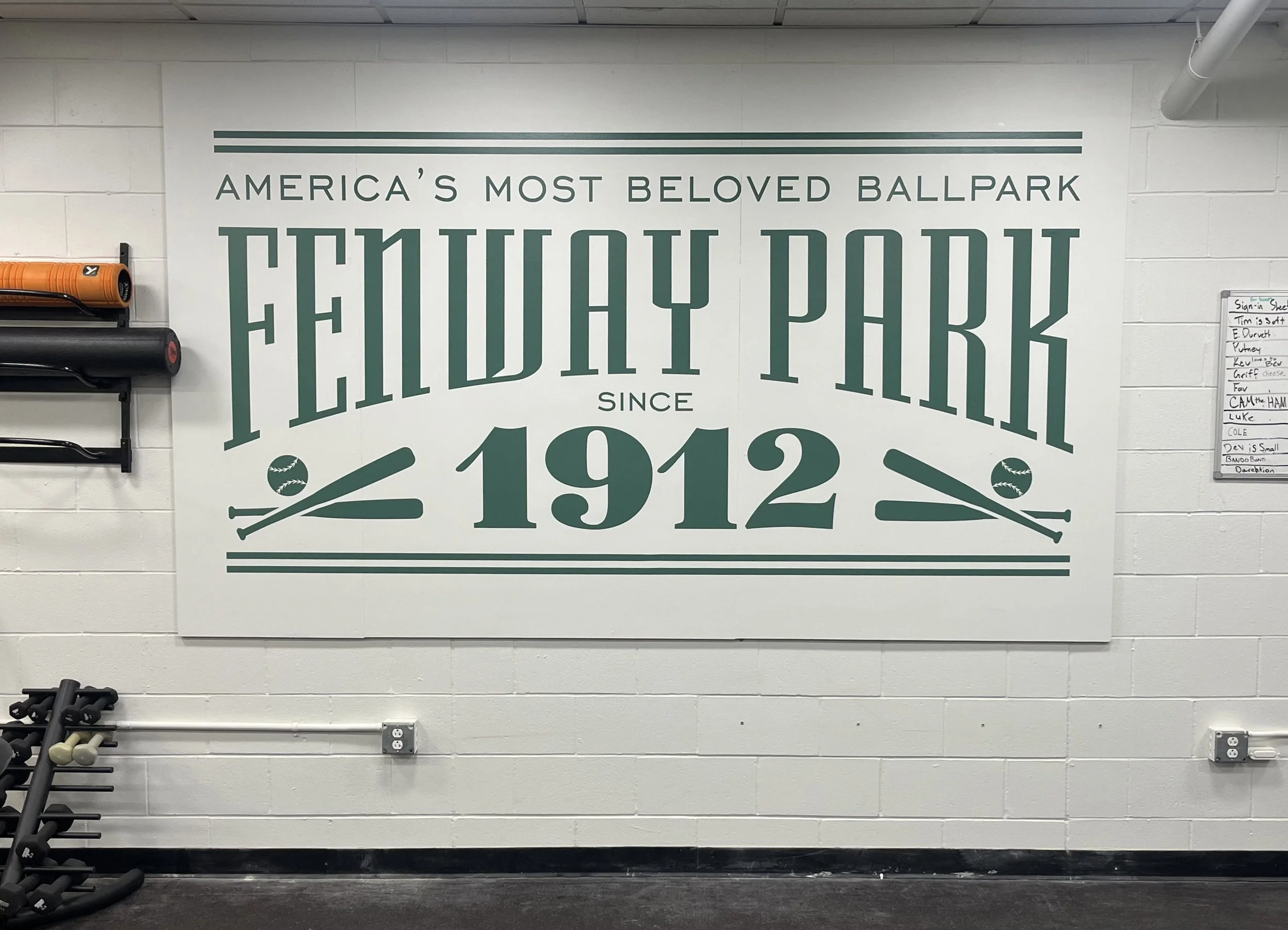 Visiting Clubhouse Gym - painted for Brian Zink Art Services at Fenway Park
