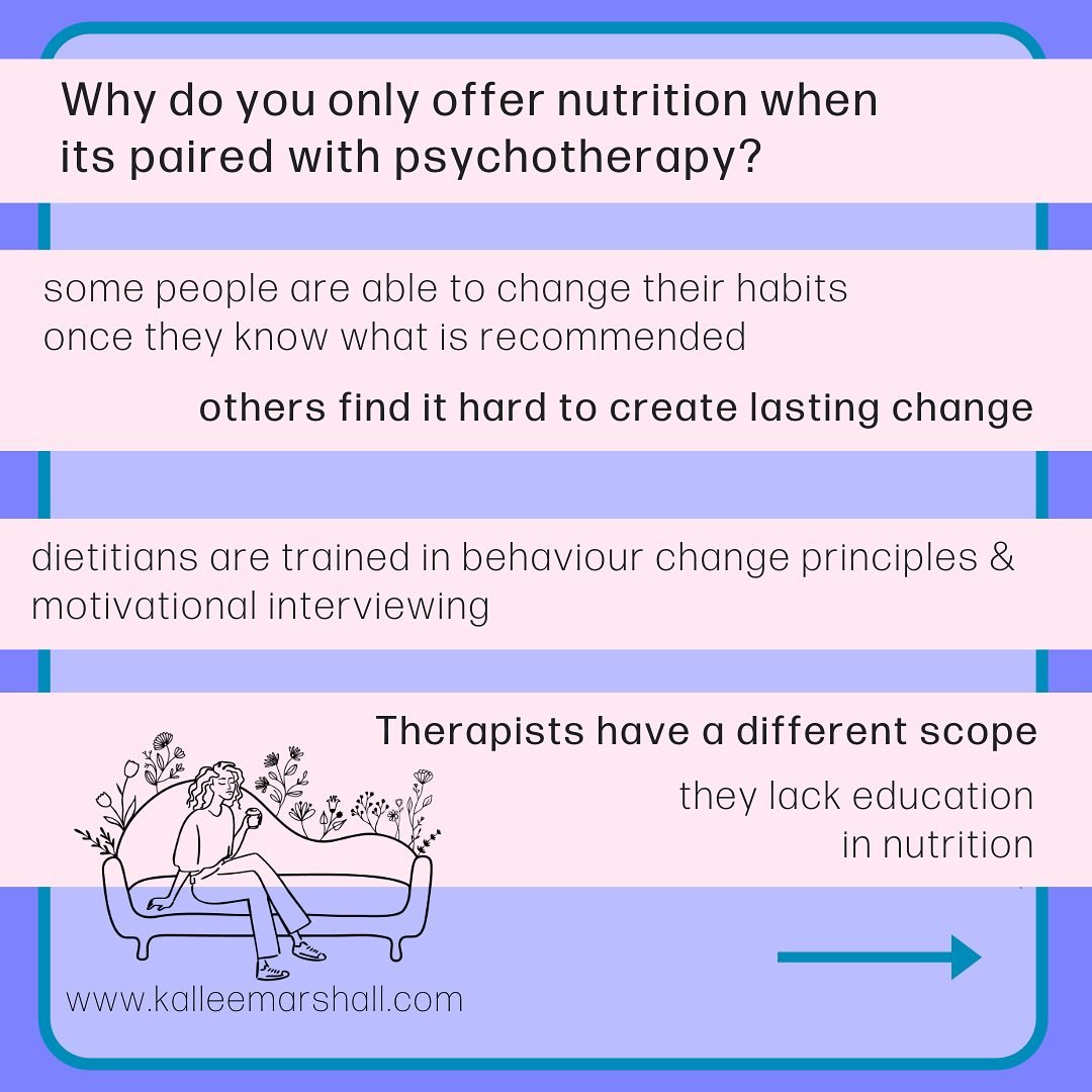 For more information on what I offer, check out my website kalleemarshall.com. 

#nutrition #dietitian #therapist #dietitiansofalberta #alberta #reddeeralberta #reddeer #canadiancertifiedcounsellor