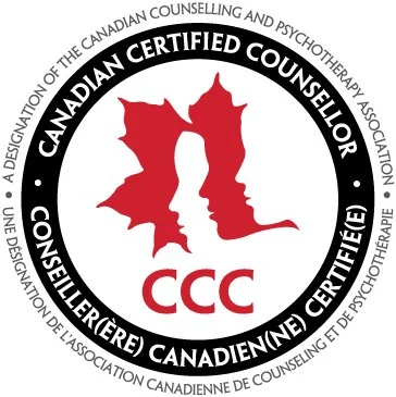A badge displaying that Evelyn Taylor is a Canadian Certified Counsellor