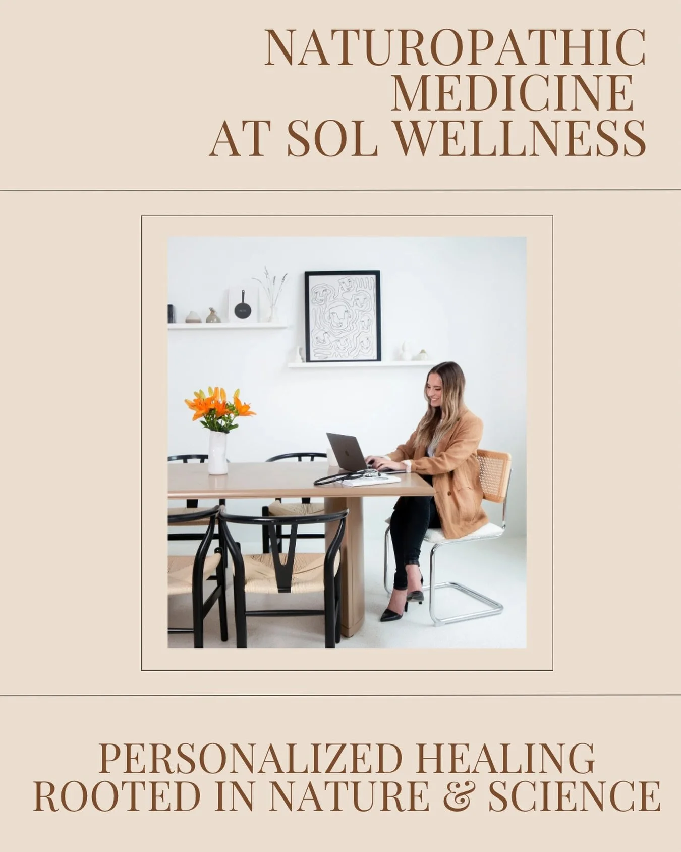 At Sol Wellness, naturopathic medicine focuses on supporting your bodies, natural ability to heal. We combine evidence based science with holistic, natural approaches - looking at nutrition, lifestyle, herbal medicine, and more - to treat the root ca
