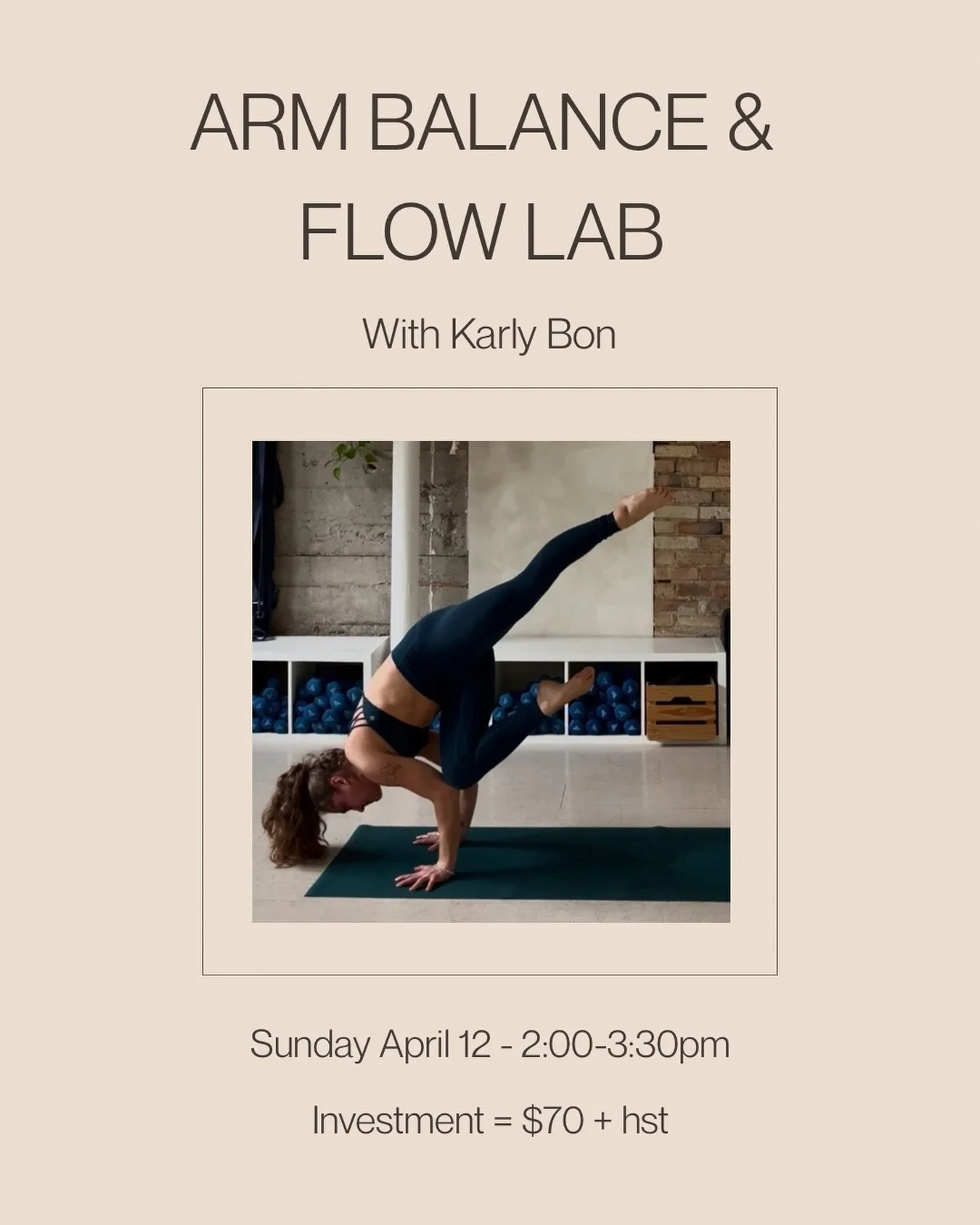 GET OUT OF YOUR MIND &amp; INTO YOUR BODY: AN ARM BALANCE &amp; FLOW LAB 🧘&zwj;♀️✨ with @bonasanaflow 

Movement can be a powerful teacher&mdash;bridging strength, control, and awareness. This workshop draws inspiration from the intersection of high
