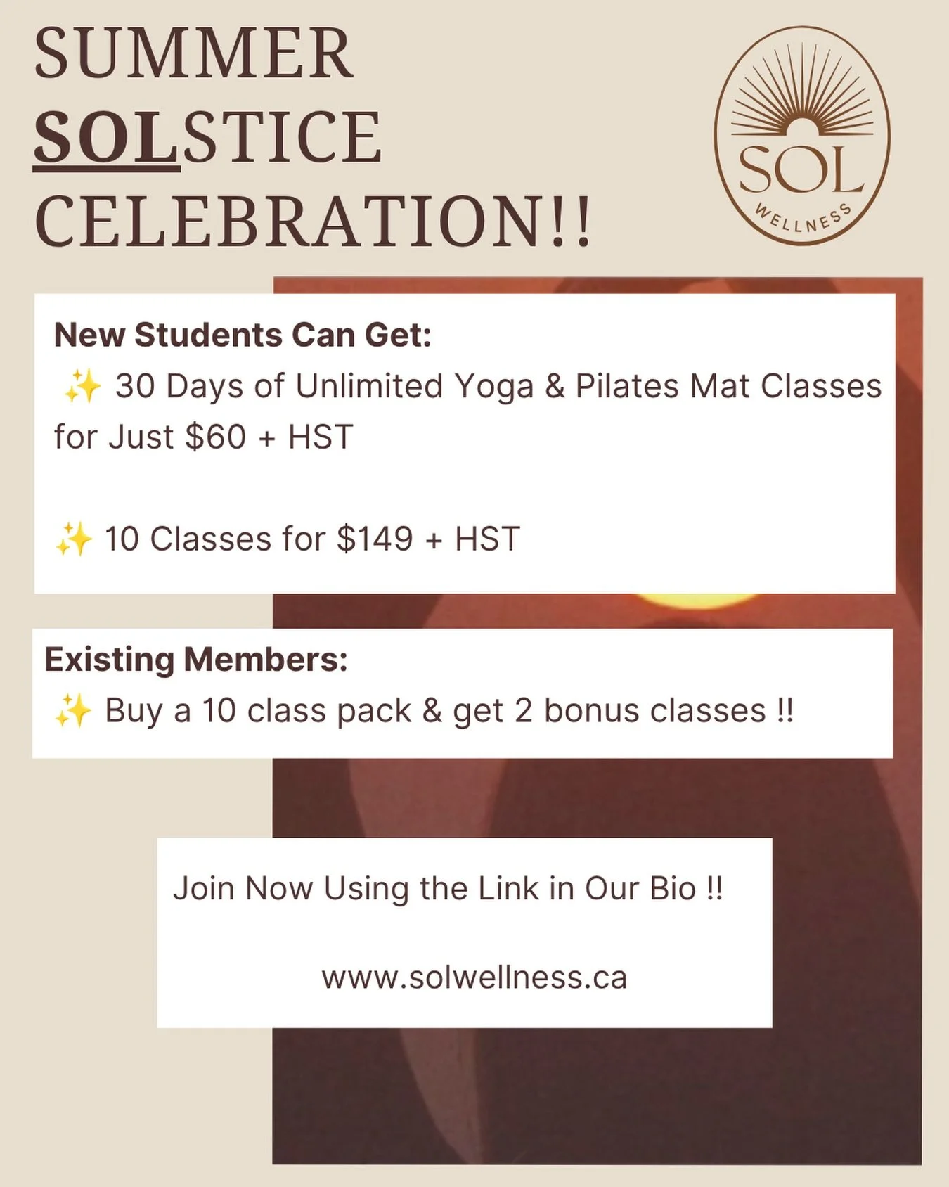 ☀️ Summer Solstice Season is here ☀️

As we move toward the longest day of the year, we&rsquo;re celebrating with a special offer designed to help you feel stronger, more energized, and more connected.

Our Summer Solstice Sale starts now and runs un