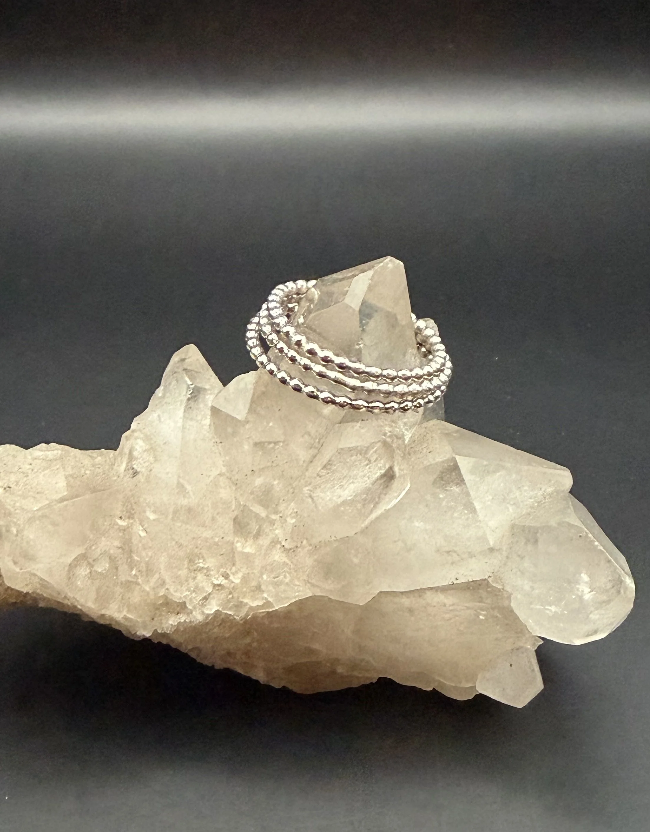 Beaded Sterling Stacker Ring