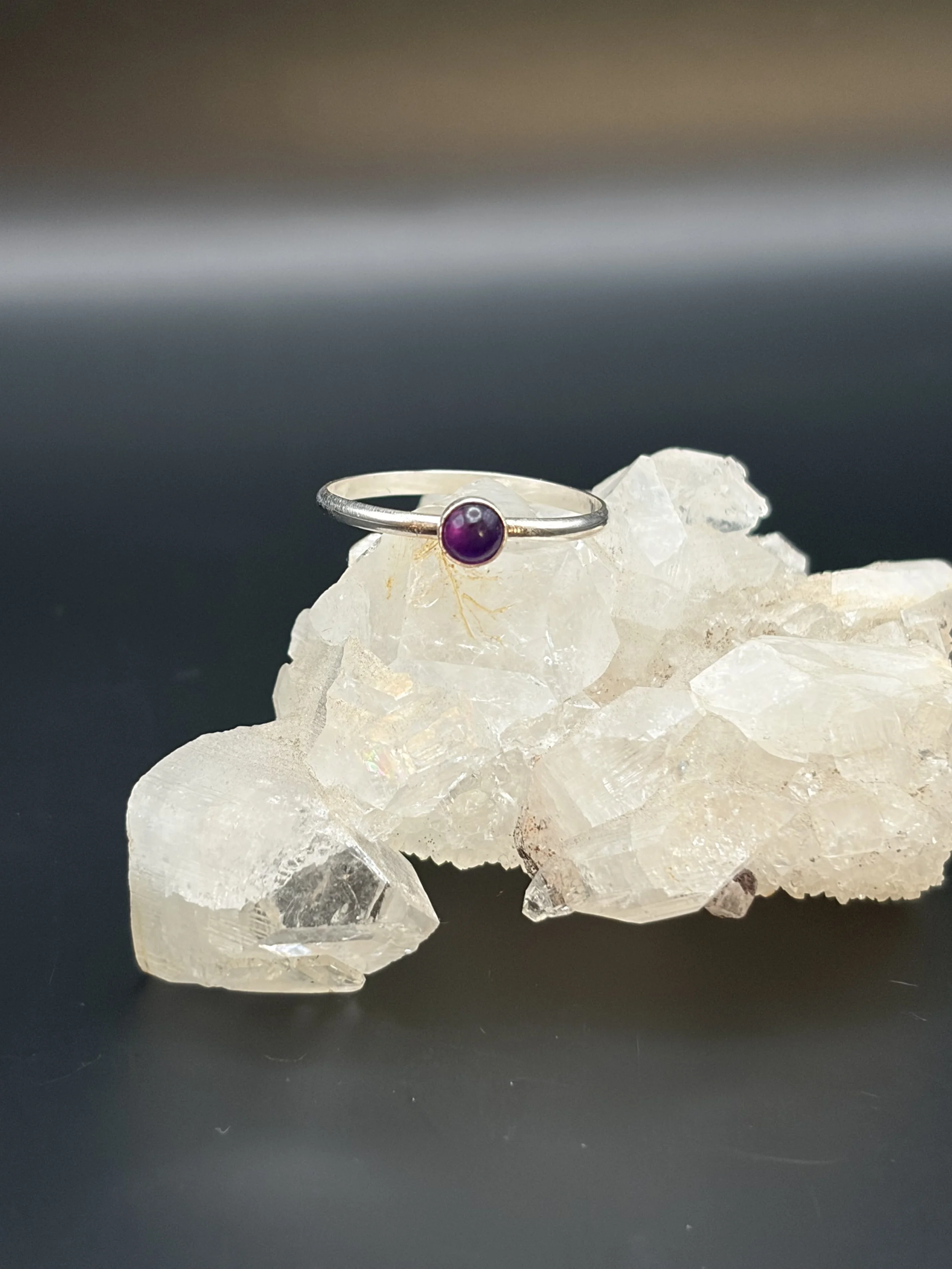 Amethyst Sterling Silver Stacker Ring