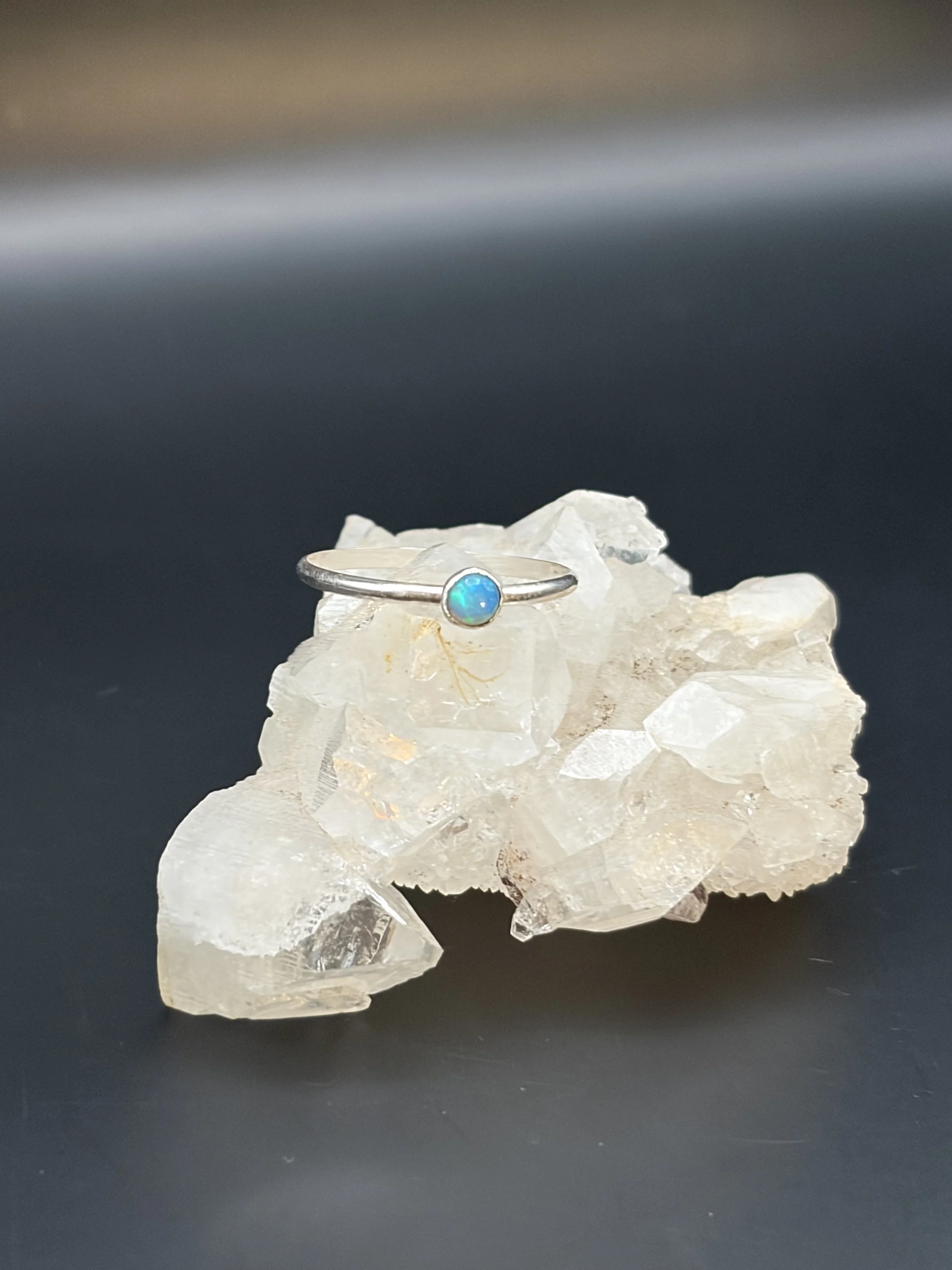 Opal Sterling Silver Stacker Ring