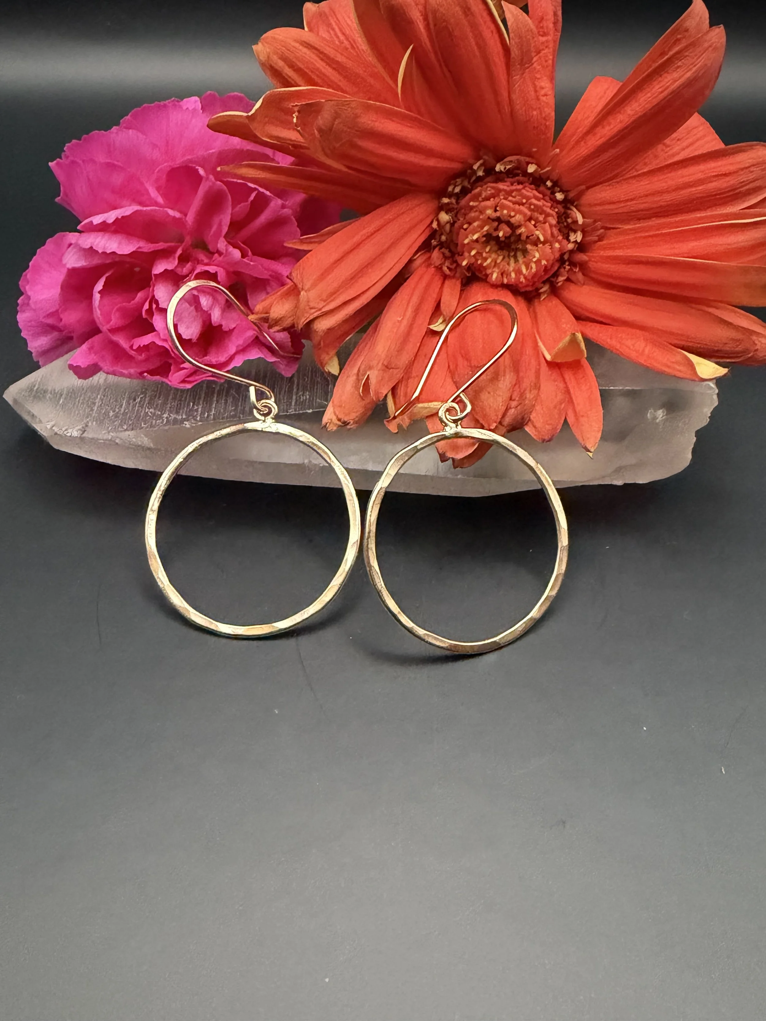 Hammered Gold Filled Hoop Earrings