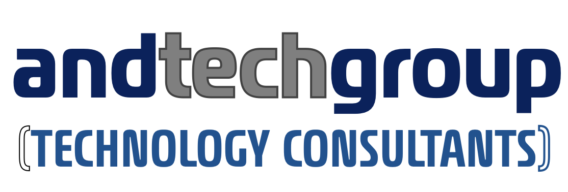 Logo of and Tech Group Technology Consultants with blue and black text.