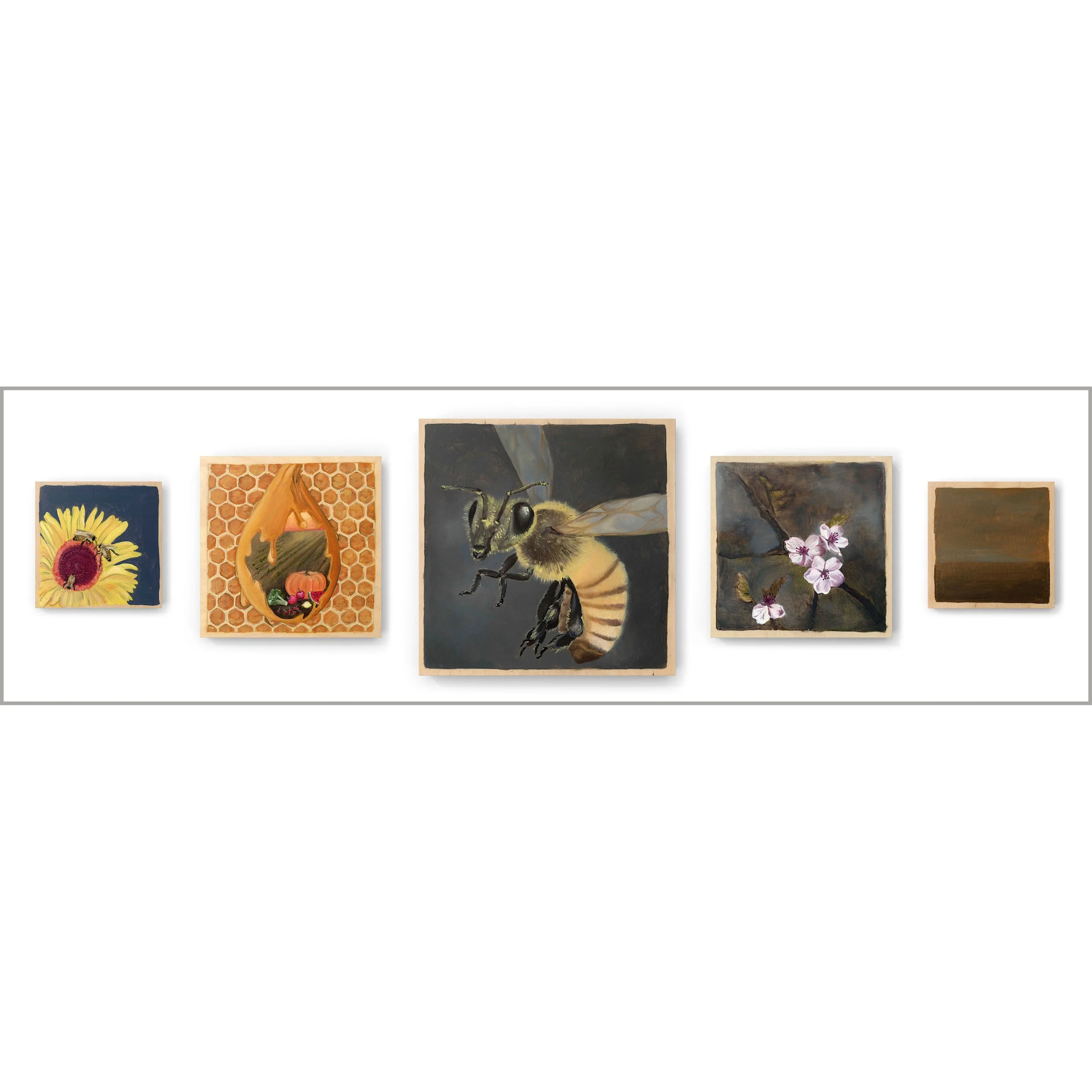 Series of 5 paintings themed on the role of bees on our planet