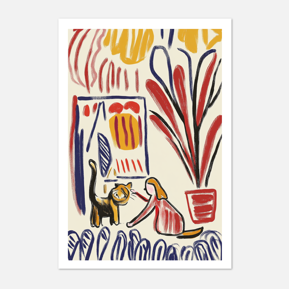 Girl with the cat Art Print 13