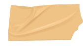 A beige or tan rectangular object with a slightly curved surface and fold lines, possibly a piece of fabric or leather.