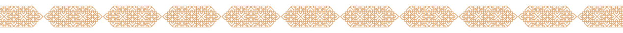 Decorative border pattern with interconnected geometric shapes in shades of gold and beige.