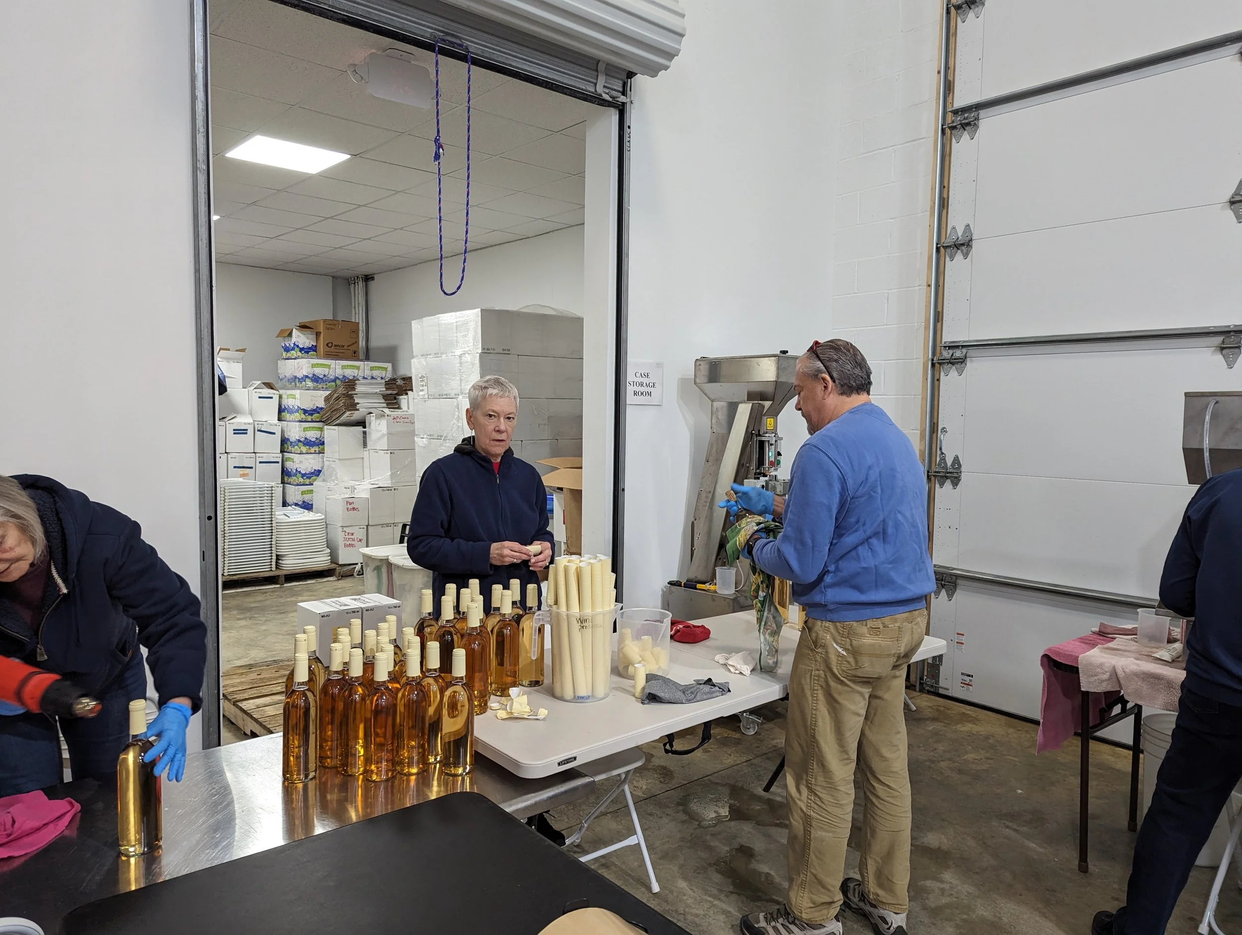Capping the newly bottled wines